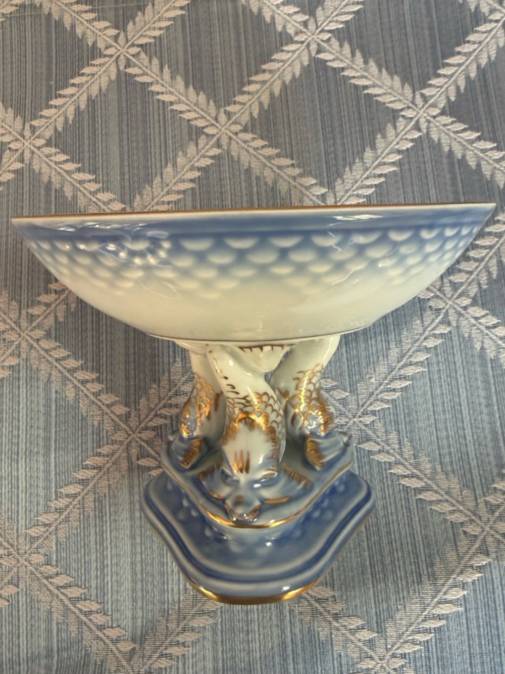 Vintage Bing and Grondahl Porcelain Seagull  Dolphin Compote Pedestal . Denmark